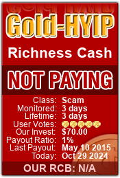 Richness Cash details image on Gold Hyip